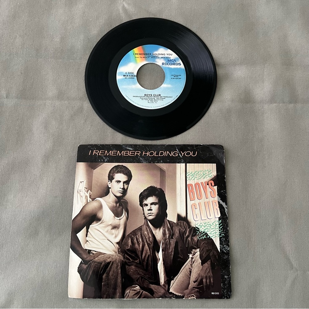 Boys Club I Remember Holding You Vinyl 45 rpm Record with sleeve
